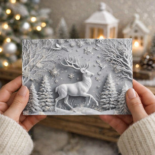 Winter Wonderland Hirsch in Bewegung Postkarte