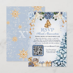 Winter Wonderland Holiday Quinceanera QR Code RSVP Karte