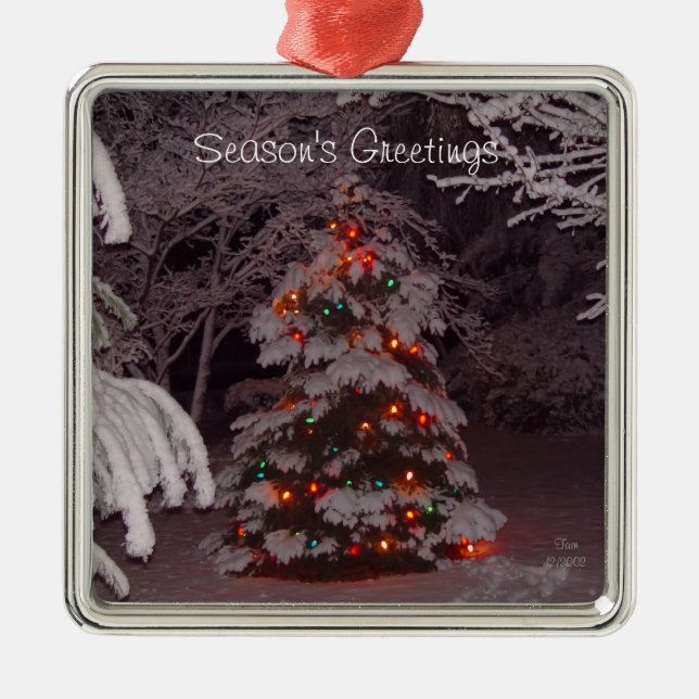 Winter Wonderland Holiday Tree Lights Silbernes Ornament (Vorne)