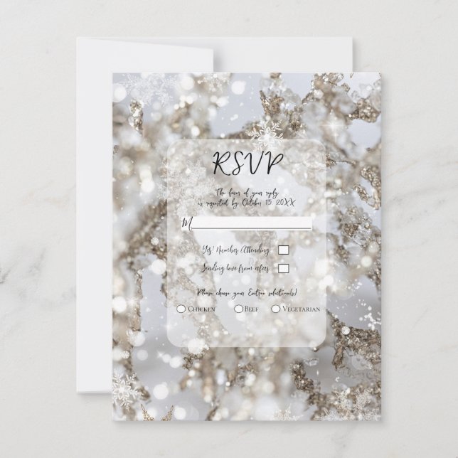 Winter Wonderland Icicle Glitz Wedding RSVP Einladung (Vorderseite)