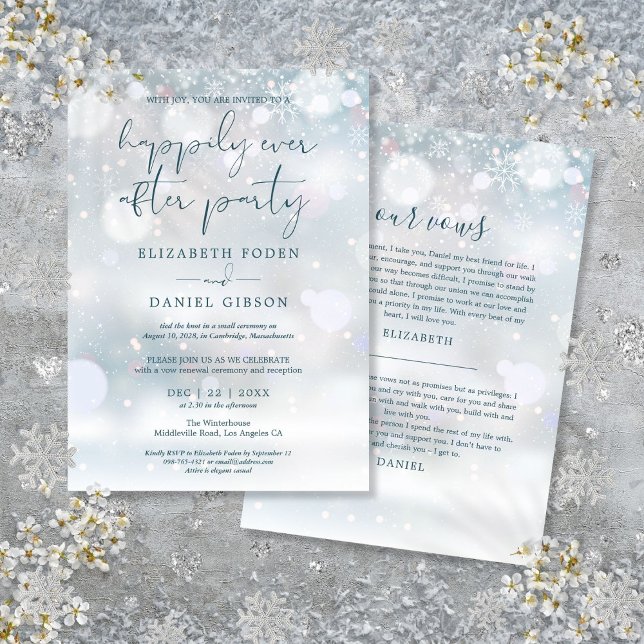 Winter Wonderland je nach Party Hochzeitsstimmen Einladung (Winter Wonderland Ever After Party Wedding Vows Invitation)