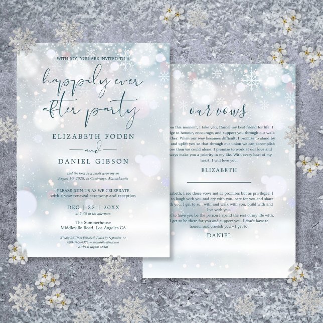 Winter Wonderland je nach Party Hochzeitsstimmen Einladung (Winter Wonderland Ever After Party Wedding Vows Invitation)