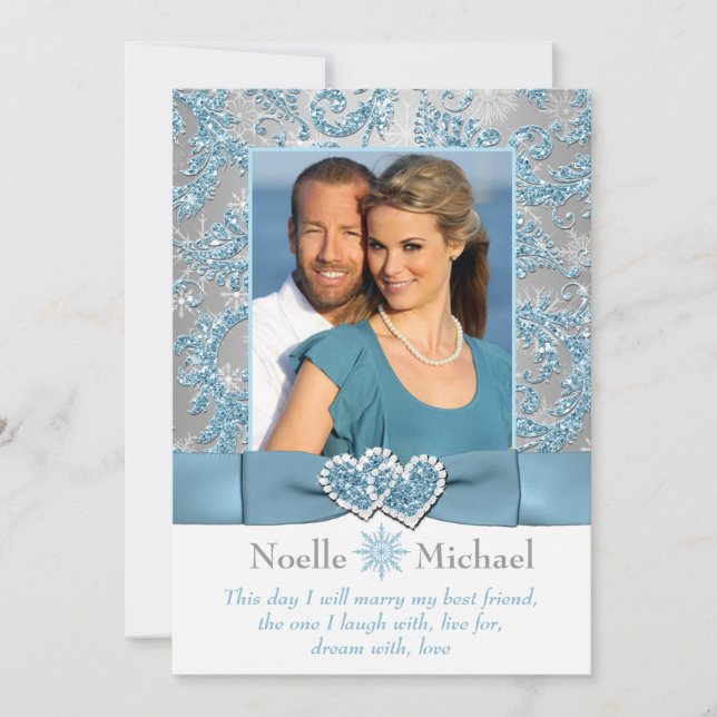 Winter Wonderland Joined Hearts FOTO Einladung (Vorderseite)