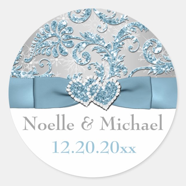 Winter Wonderland, Joined Hearts Wedding Sticker (Vorderseite)