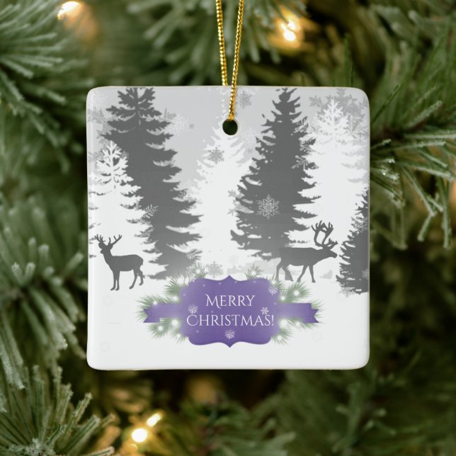 Winter Wonderland Keramik Ornament - Lila (Baum)