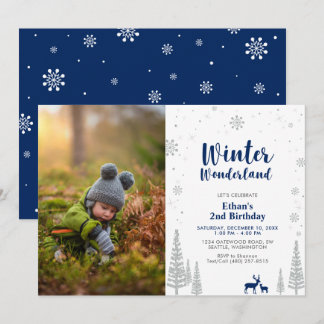Winter Wonderland Kid Boy 2. Geburtstag Einladung
