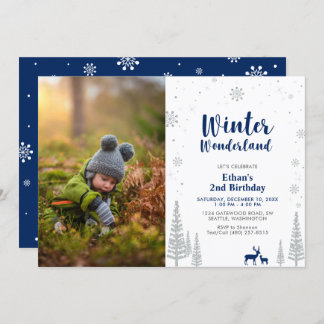 Winter Wonderland Kid Boy 2. Geburtstag Einladung