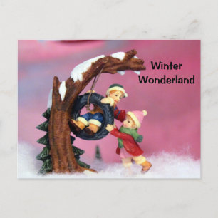 Winter Wonderland Kids Tree Swing Postkarte