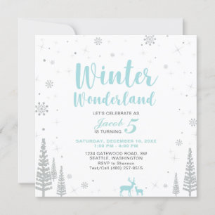 Winter Wonderland - Kindergeburtstag Einladung - J