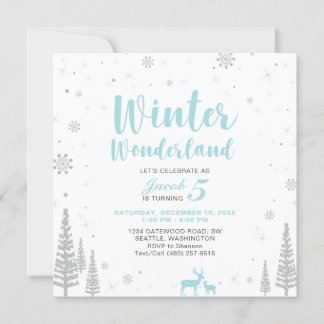Winter Wonderland - Kindergeburtstag Einladung - J