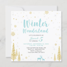 Winter Wonderland - Kindergeburtstag Einladung - J