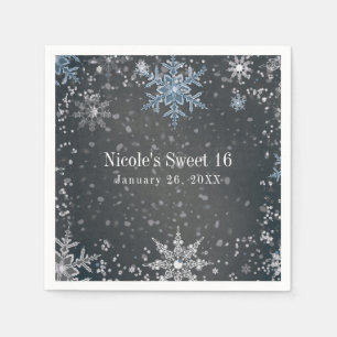 Winter Wonderland Kreide Blau Grau Silber Party Serviette