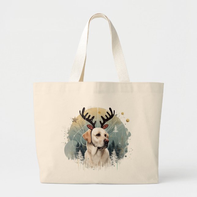 Winter Wonderland Labrador Retriever Reindeer Xmas Jumbo Stoffbeutel (Vorne)
