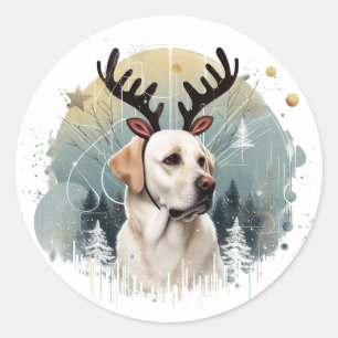 Winter Wonderland Labrador Retriever Reindeer Xmas Runder Aufkleber