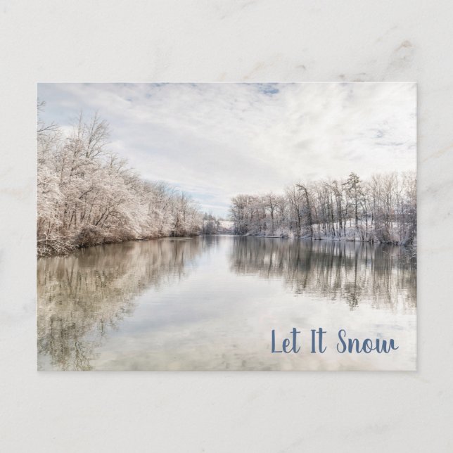 Winter Wonderland|Let It Snow|Blue White Holiday Postkarte (Vorderseite)