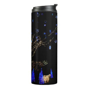 Winter Wonderland Lichter Blau und Weiß Urlaub Thermosbecher