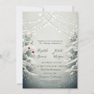 Winter Wonderland, Lichterkette Schnee Hochzeit Einladung