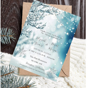 Winter Wonderland, Lichterketten Hochzeit Einladung