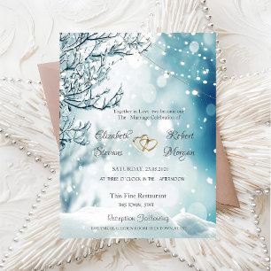 Winter Wonderland, Lichterketten Hochzeit Einladung