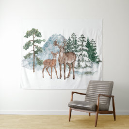 Winter Wonderland Liebe und Kiefernschnee Fall Wandteppich