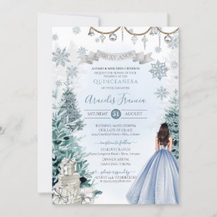 Winter Wonderland Light Blue Snowflakes Quinceaner Einladung