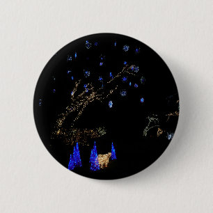 Winter Wonderland Lights Blau und Weiß Urlaub Button
