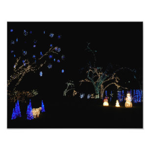 Winter Wonderland Lights Blau und Weiß Urlaub Fotodruck