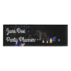 Winter Wonderland Lights Blau und Weiß Urlaub Namenschild