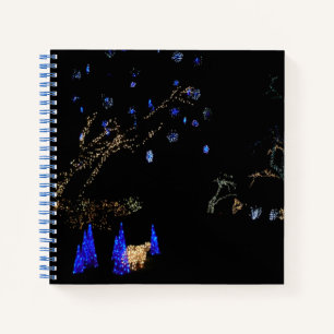 Winter Wonderland Lights Blau und Weiß Urlaub Notizbuch