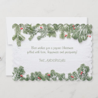 Winter Wonderland Merry Christmas Calligraphy Pine Feiertagskarte