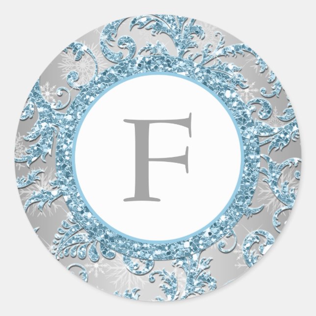 Winter Wonderland Mit Monogramm Wedding Sticker (Vorderseite)