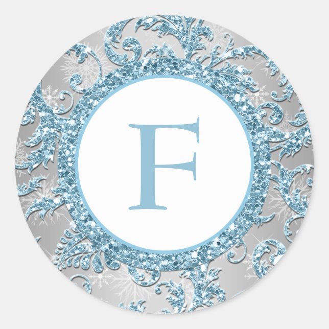 Winter Wonderland Mit Monogramm Wedding Sticker 2 (Vorderseite)