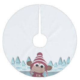 Winter Wonderland Monkey Polyester Weihnachtsbaumdecke