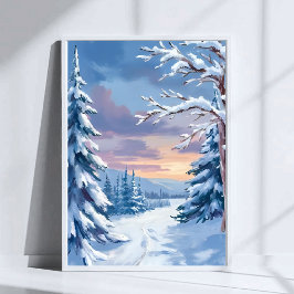 Winter Wonderland | Mountain Snow Nature Painting Poster