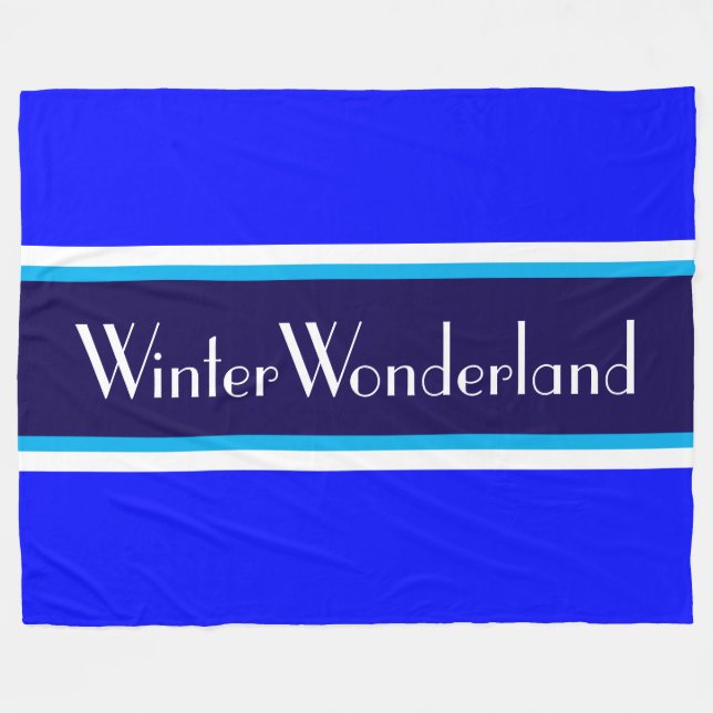WINTER WONDERLAND Navy Sky Royal Blue  Stripes Fleecedecke (Vorderseite (Horizontal))