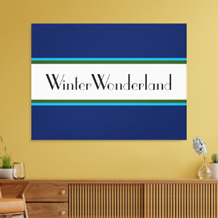 WINTER WONDERLAND Navy White Holiday Strips Leinwanddruck