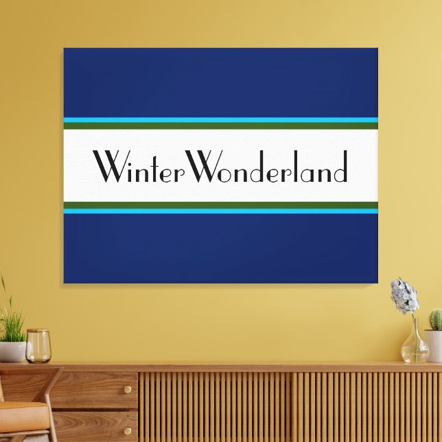 WINTER WONDERLAND Navy White Holiday Strips Leinwanddruck (Insitu (Wohnzimmer))