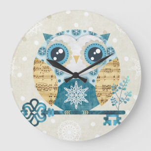 Winter Wonderland Owl Große Wanduhr