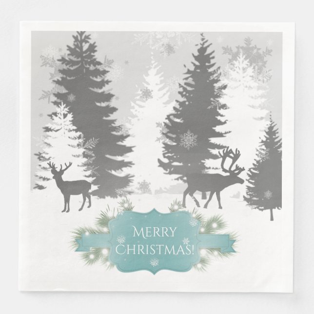Winter Wonderland Paper Napkin - Aquamarin Serviette (Vorderseite)
