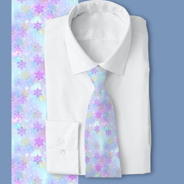 Winter Wonderland Pasta Snowflake Krawatte (Soft subtle snowflakes Christmas festive winter pattern)