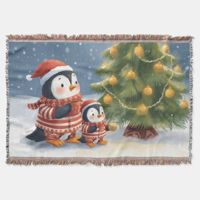  “Winter Wonderland Penguin Throw Blanket” Decke (Vorderseite)