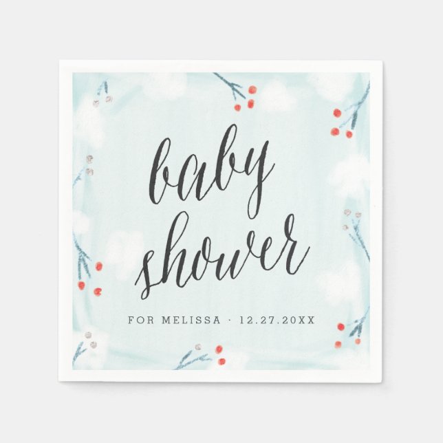 Winter Wonderland Personalisiert Baby Dusche Napki Serviette (Vorderseite)