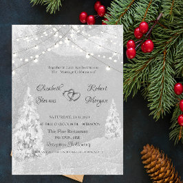 Winter Wonderland, Pine Tree Gray Wedding Einladung