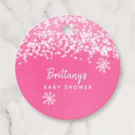 Winter Wonderland Pink Baby Dusche Geschenkanhänger