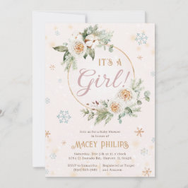 Winter Wonderland Pink Baby Girl Dusche Sprinkle Einladung