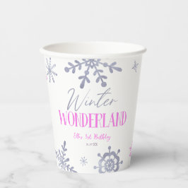 Winter Wonderland Pink Snowflake Geburtstagsparty Pappbecher