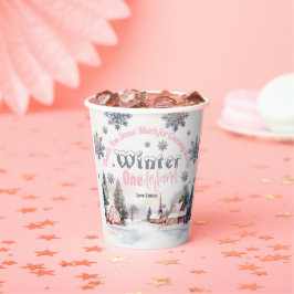 Winter Wonderland Pink Wasserfarbe Pappbecher