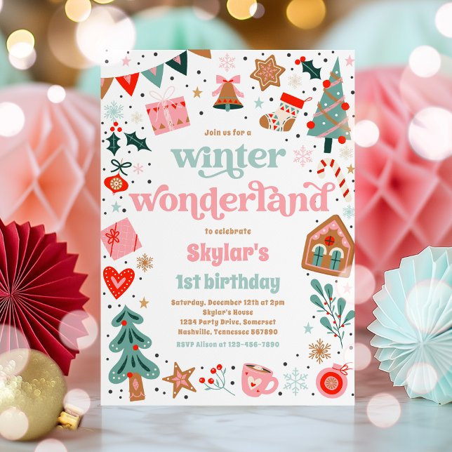 Winter Wonderland Pink Weihnachtsfeier Einladung (Von Creator hochgeladen)