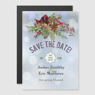 Winter Wonderland Poinsetia Magnetic Save the Date Magneteinladung
