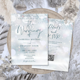 Winter Wonderland QR-Code Schnee-Hochzeit Einladung